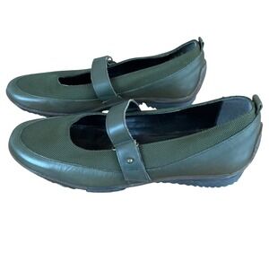 Oliver Mary Jane Flats Womens 38 Green Leather‎ Mesh Strap Made in Italy
